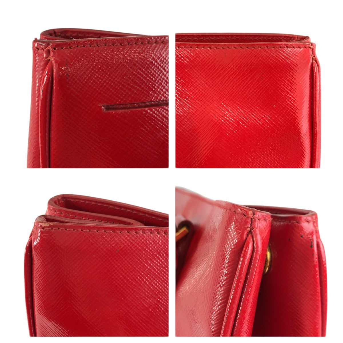 23545
PRADA プラダ サフィアーノ 三角ロゴプレート レッド ゴールド金具 レザー ハンドバッグ トートバッグ レディース ABP50