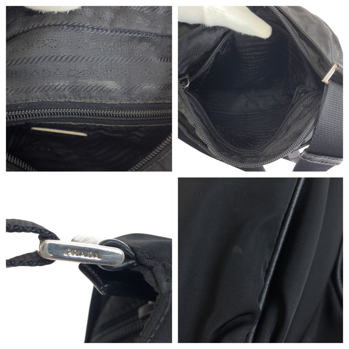 23548
PRADA プラダ テスート 三角ロゴプレート ブラック 黒 シルバー金具 ナイロン ショルダーバッグ ポシェット レディース AB35