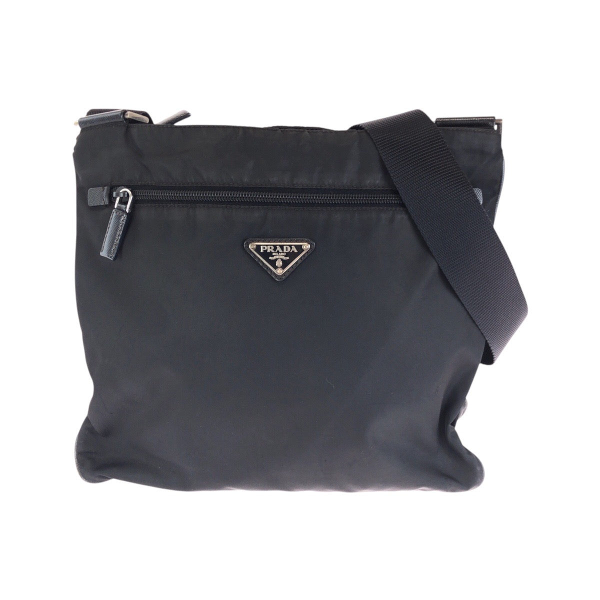 23548
PRADA プラダ テスート 三角ロゴプレート ブラック 黒 シルバー金具 ナイロン ショルダーバッグ ポシェット レディース AB35