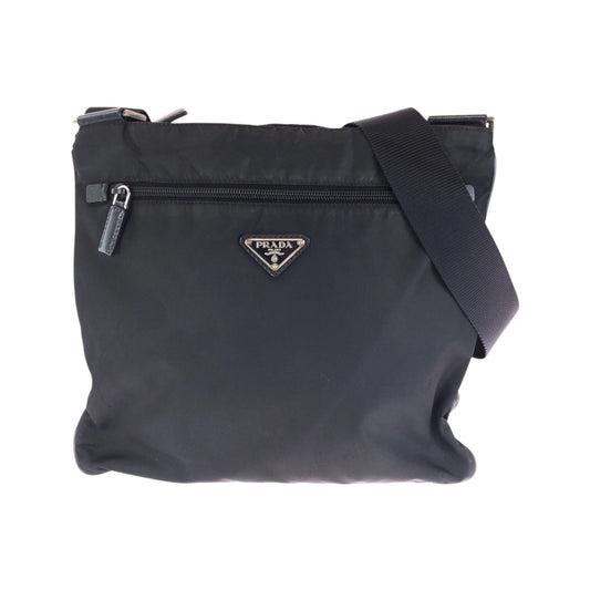 23548
PRADA プラダ テスート 三角ロゴプレート ブラック 黒 シルバー金具 ナイロン ショルダーバッグ ポシェット レディース AB35