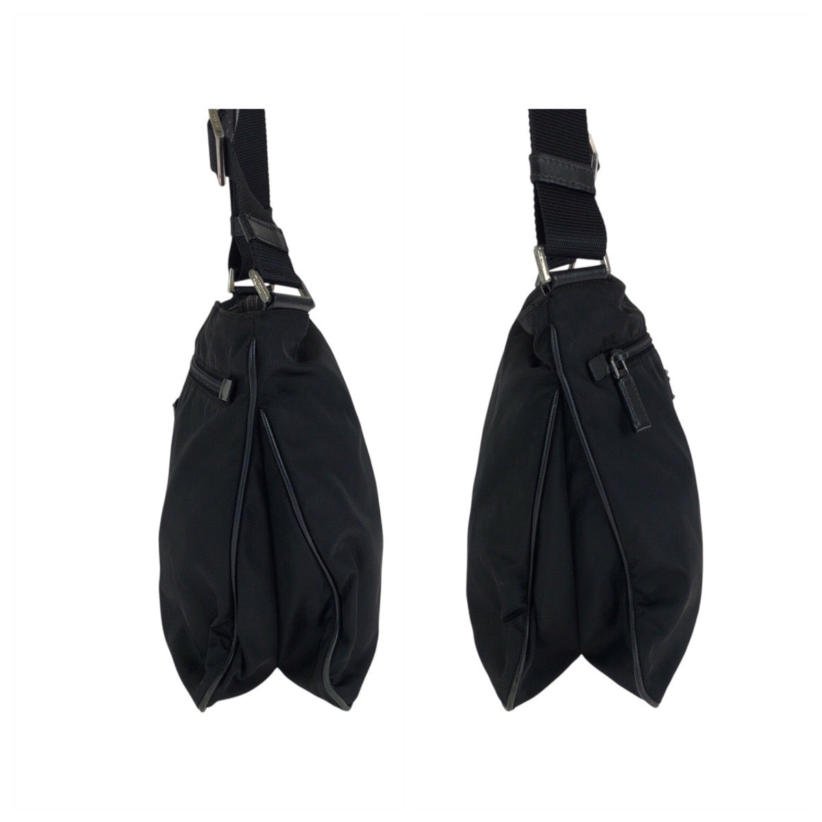 23548
PRADA プラダ テスート 三角ロゴプレート ブラック 黒 シルバー金具 ナイロン ショルダーバッグ ポシェット レディース AB35