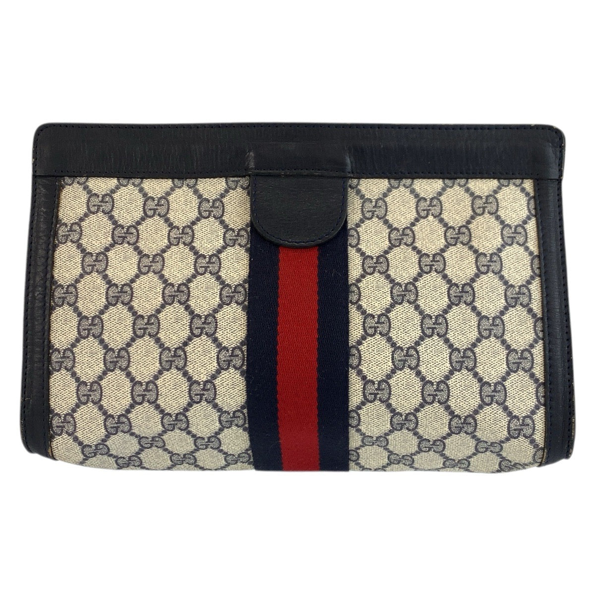 23549
GUCCI グッチ ヴィンテージ シェリーライン グレー ネイビー GGスプリームキャンバス / レザー 422 39 012 クラッチバッグ セカンドバッグ メンズ AB16