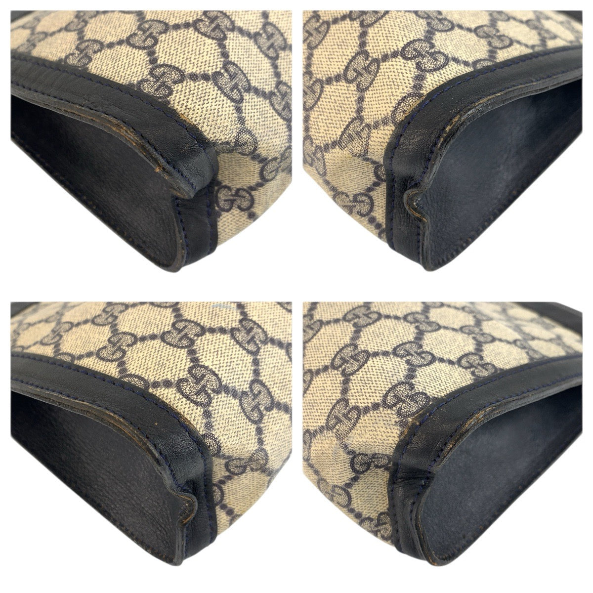 23549
GUCCI グッチ ヴィンテージ シェリーライン グレー ネイビー GGスプリームキャンバス / レザー 422 39 012 クラッチバッグ セカンドバッグ メンズ AB16