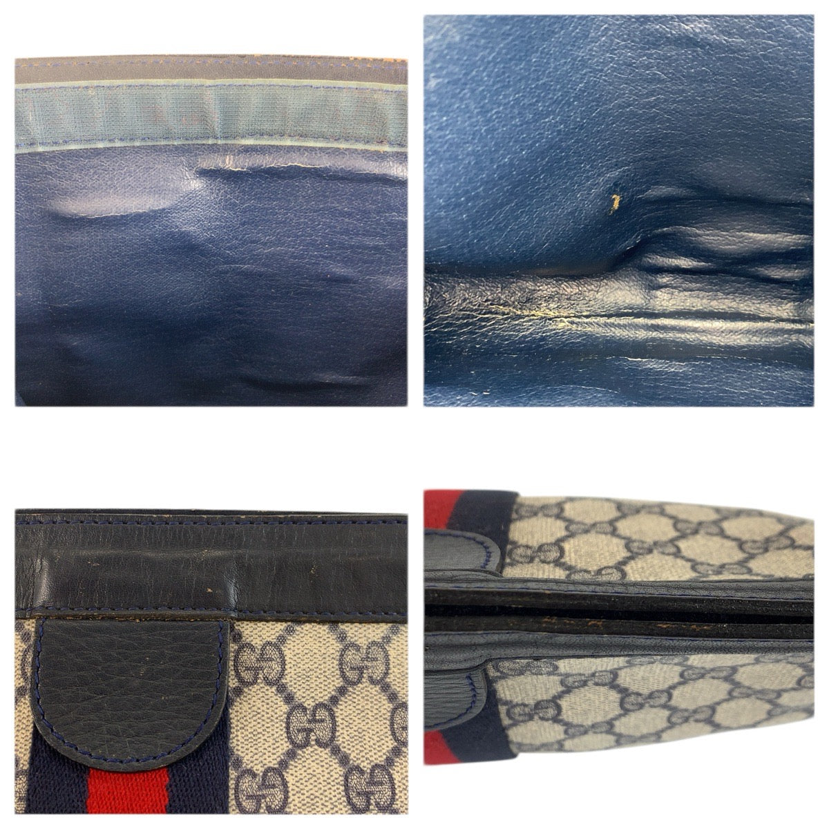 23549
GUCCI グッチ ヴィンテージ シェリーライン グレー ネイビー GGスプリームキャンバス / レザー 422 39 012 クラッチバッグ セカンドバッグ メンズ AB16
