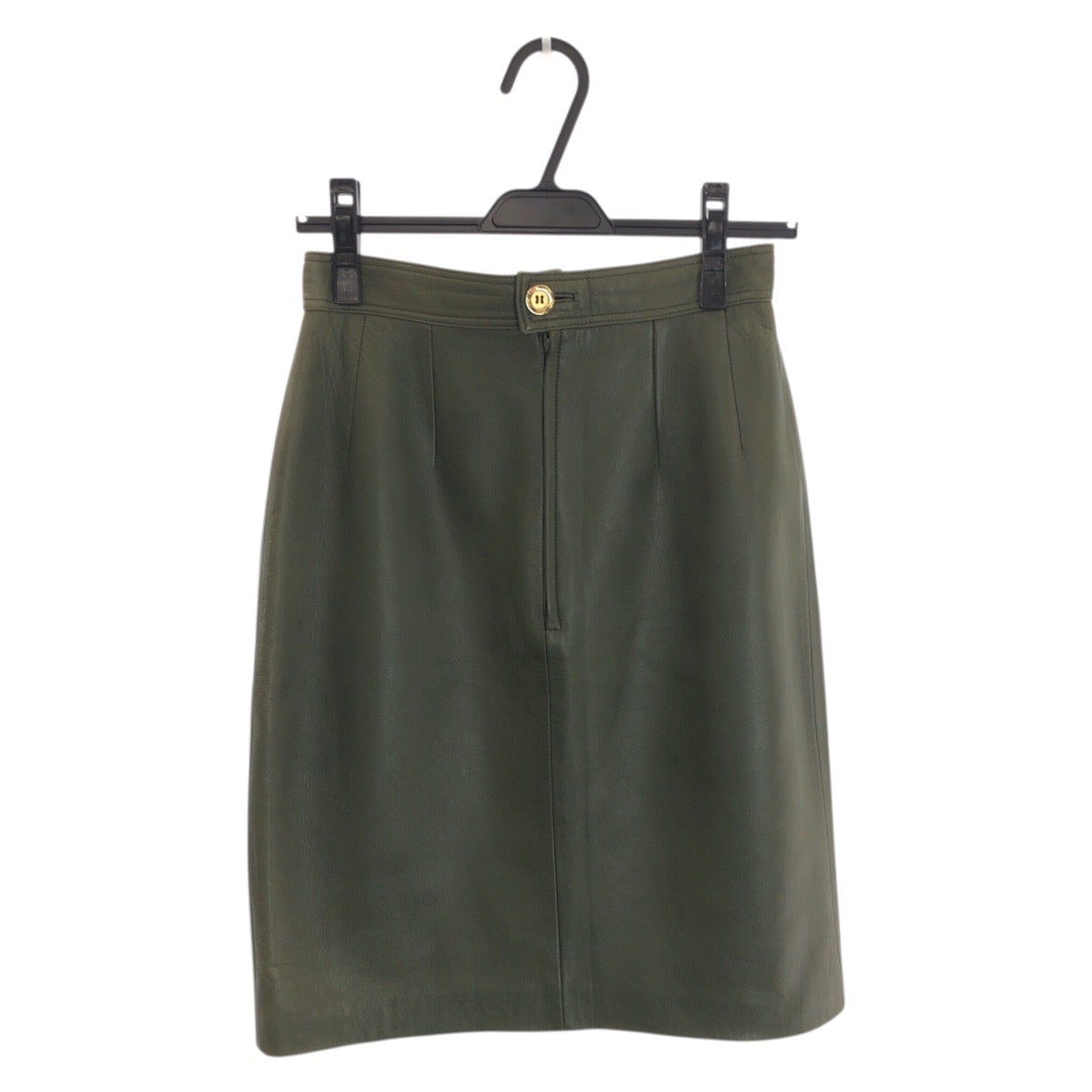 23551
LOEWE ロエベ サイズ40 グリーン ゴールド金具 レザー 156/E スカート レディース ABP28
