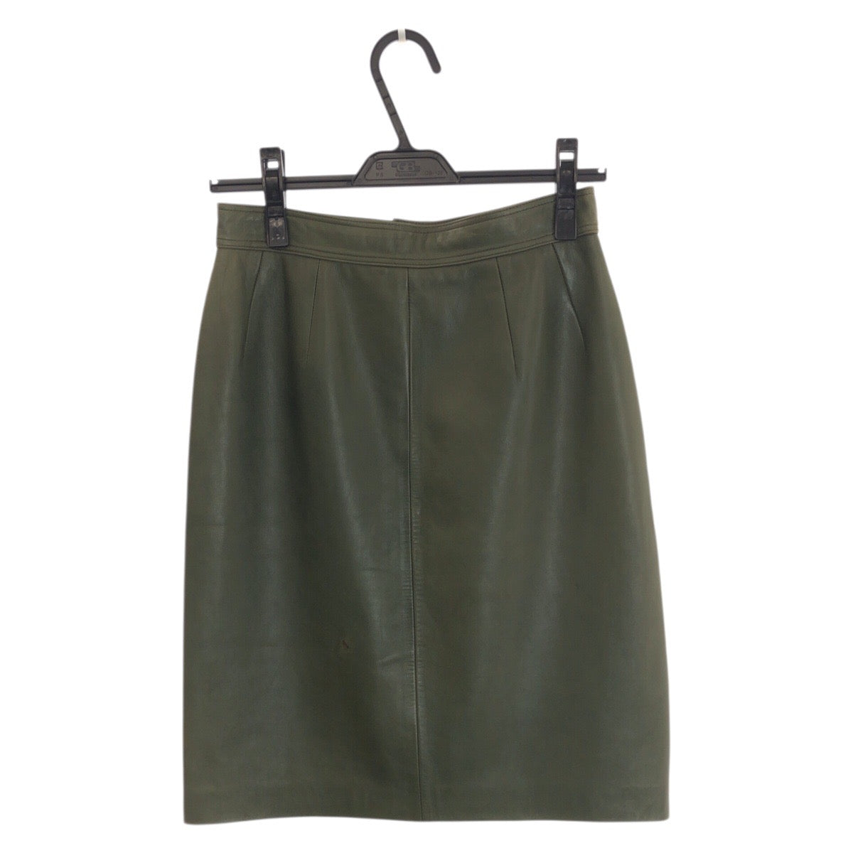 23551
LOEWE ロエベ サイズ40 グリーン ゴールド金具 レザー 156/E スカート レディース ABP28
