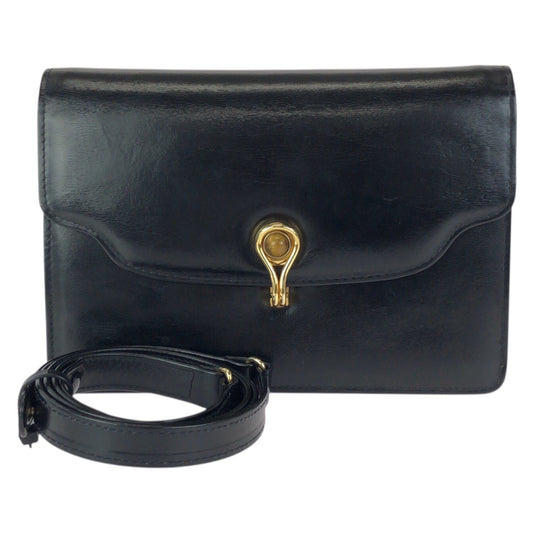 23553
GUCCI グッチ ヴィンテージ オールドグッチ タイガーアイ ブラック 黒 ゴールド金具 レザー ショルダーバッグ クラッチバッグ レディース ABP42