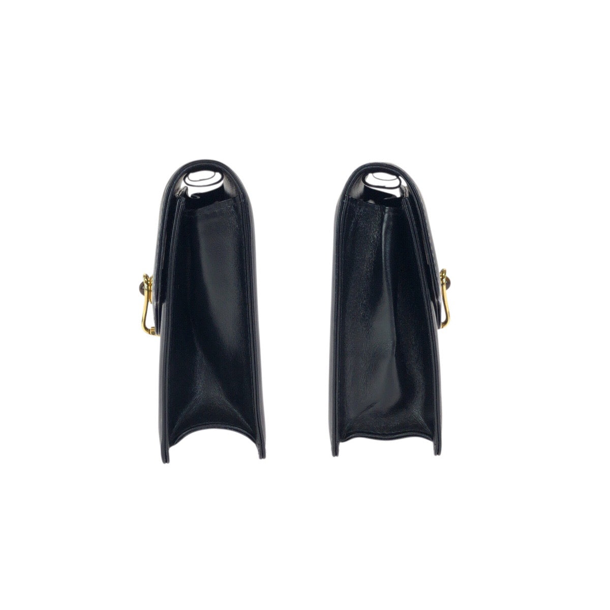 23553
GUCCI グッチ ヴィンテージ オールドグッチ タイガーアイ ブラック 黒 ゴールド金具 レザー ショルダーバッグ クラッチバッグ レディース ABP42