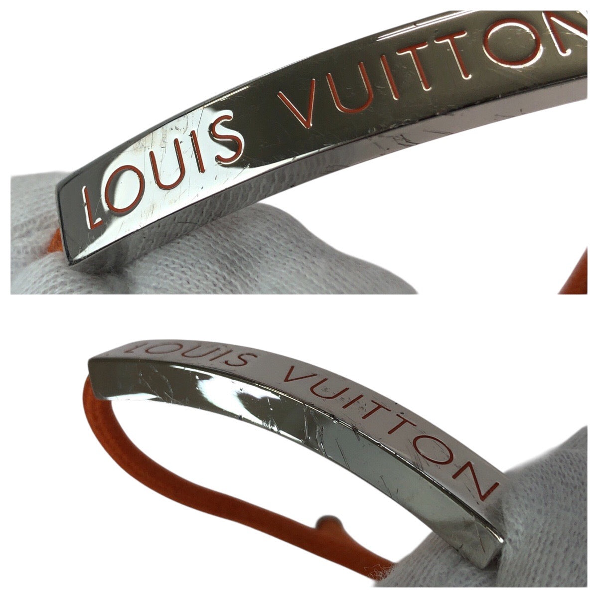 23554
LOUIS VUITTON ルイヴィトン ブラスレ LVスペース オレンジ シルバー金具 メタル M69310 ブレスレット バングル 男女兼用 レディース ABP14
