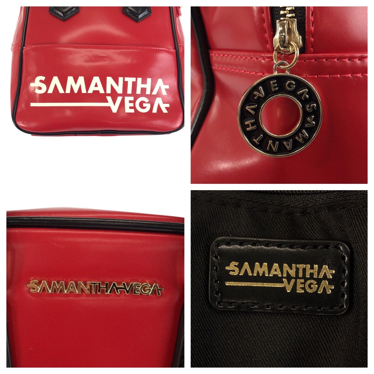 23556
Samantha Vega サマンサベガ レッド ブラック ゴールド金具 レザー ハンドバッグ ショルダーバッグ リュック 3WAY レディース ABP9