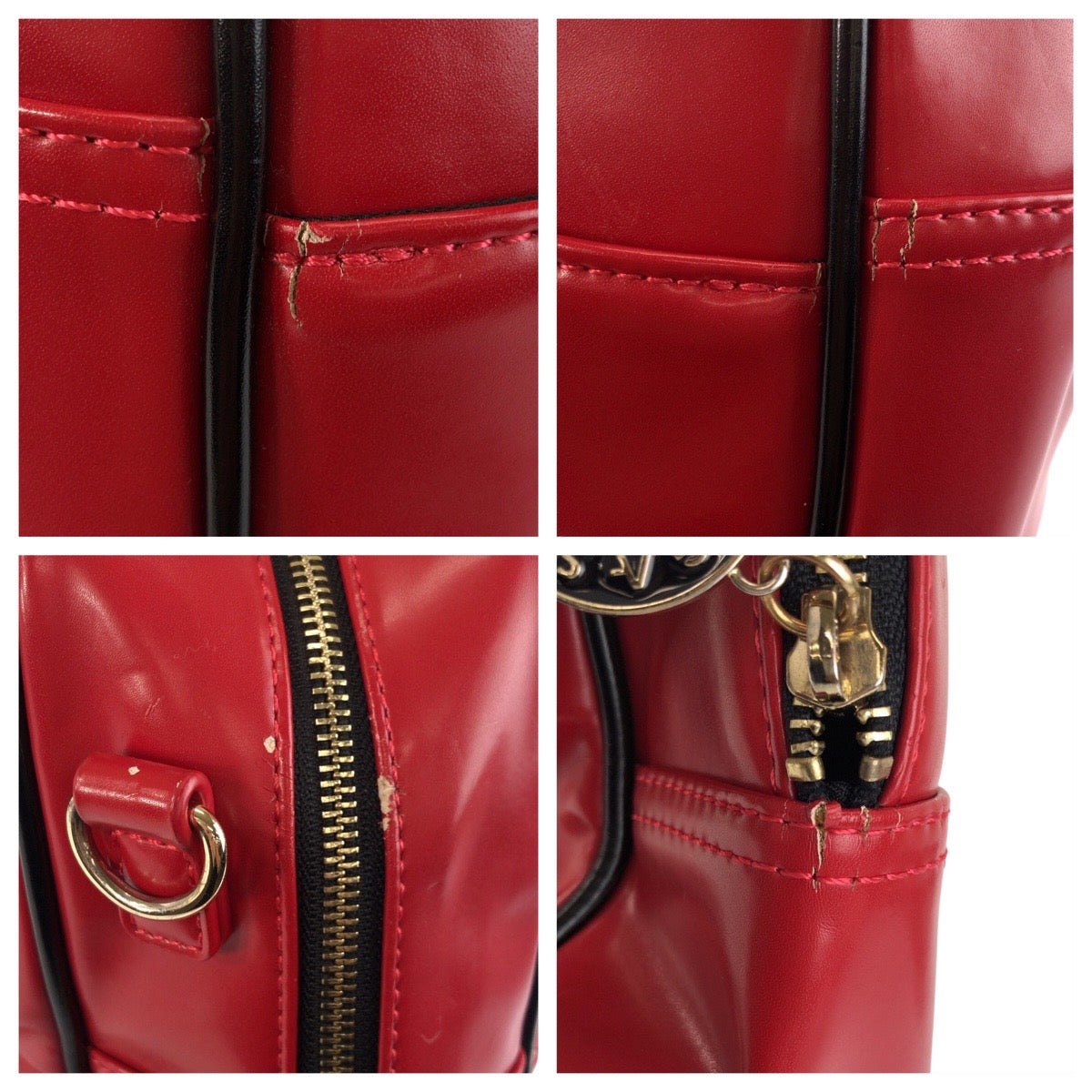 23556
Samantha Vega サマンサベガ レッド ブラック ゴールド金具 レザー ハンドバッグ ショルダーバッグ リュック 3WAY レディース ABP9