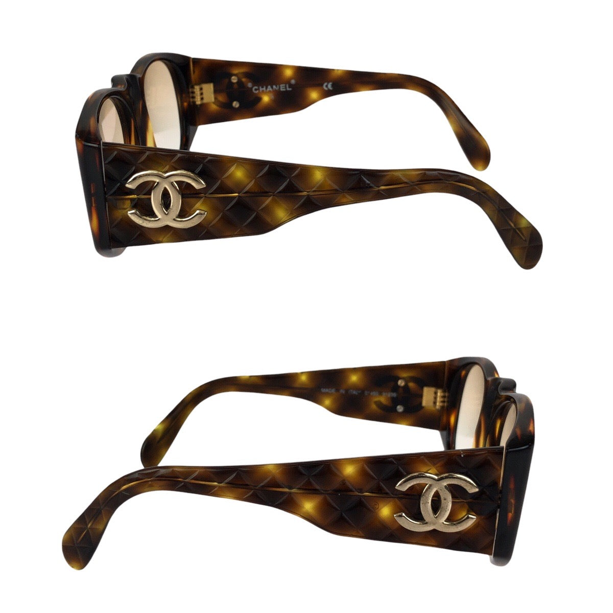 23557
CHANEL シャネル マトラッセ ココマーク ブラウン ゴールド金具 プラスチック 01450 91235 サングラス メガネ 男女兼用 オーバル レディース ABP21