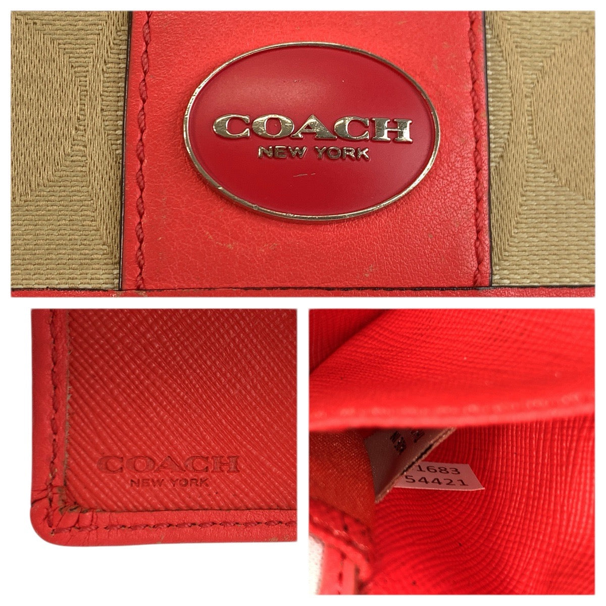 23558
COACH コーチ シグネチャー ベージュ ピンク シルバー金具 キャンバス / レザー F54421 キーケース 6連 レディース AB2