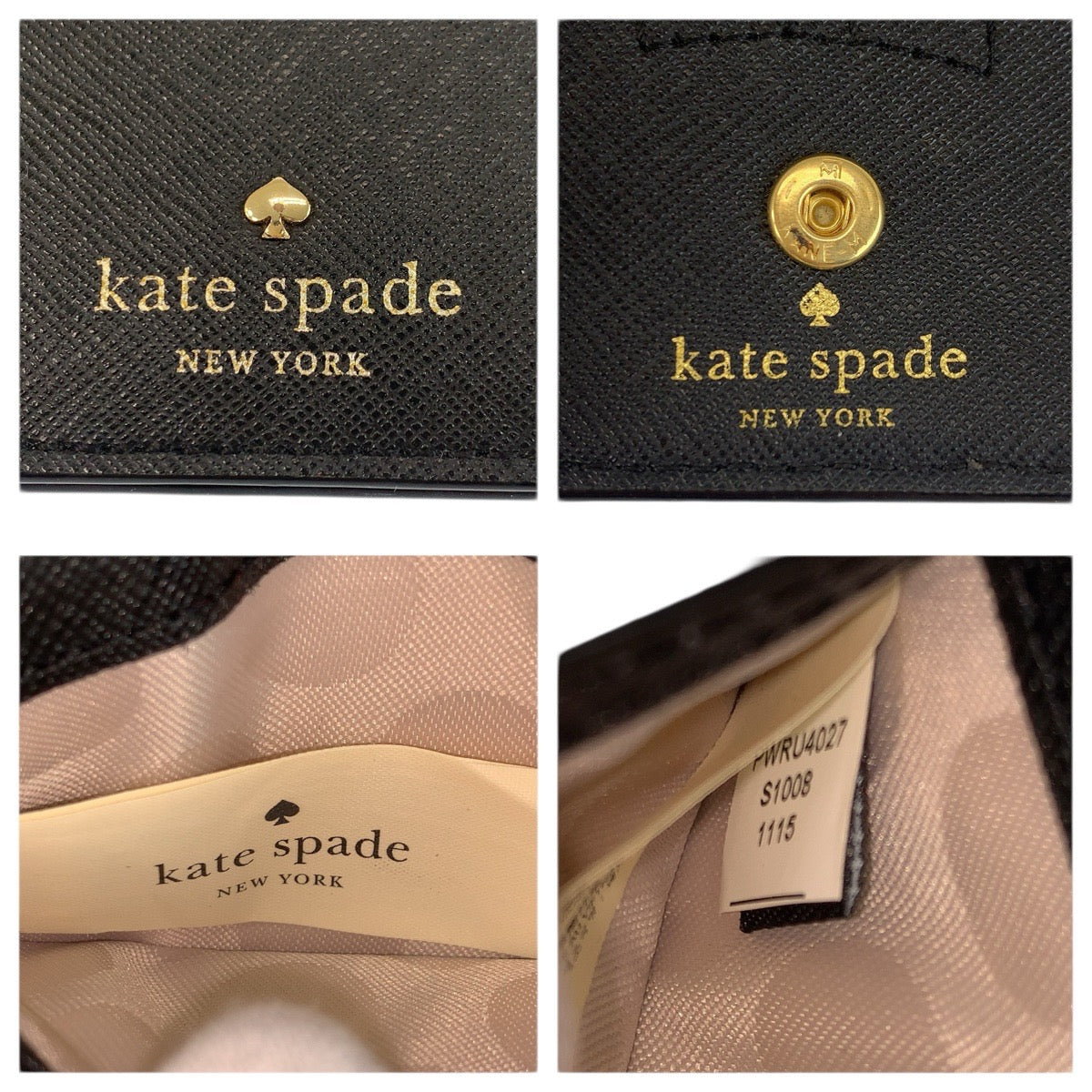 23559
Kate Spade ケイトスペード ブラック 黒 ゴールド金具 レザー PWRU4027 カードケース 名刺入れ レディース A2