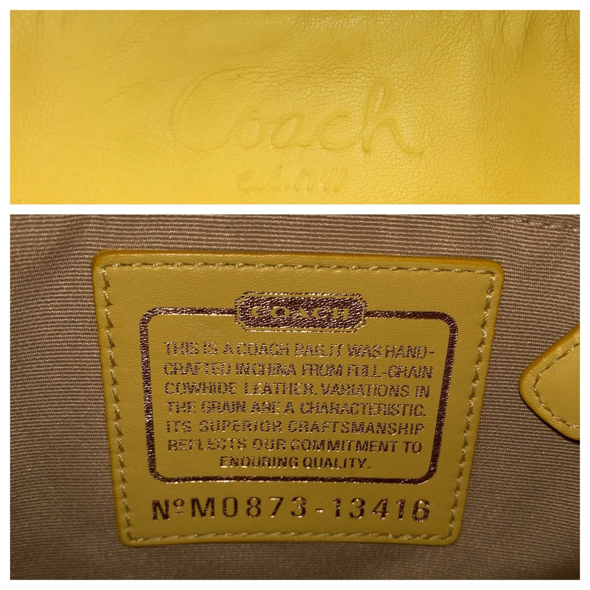 23561
COACH コーチ イエロー マスタード ゴールド金具 レザー 13416 ショルダーバッグ ホーボー レディース AB8