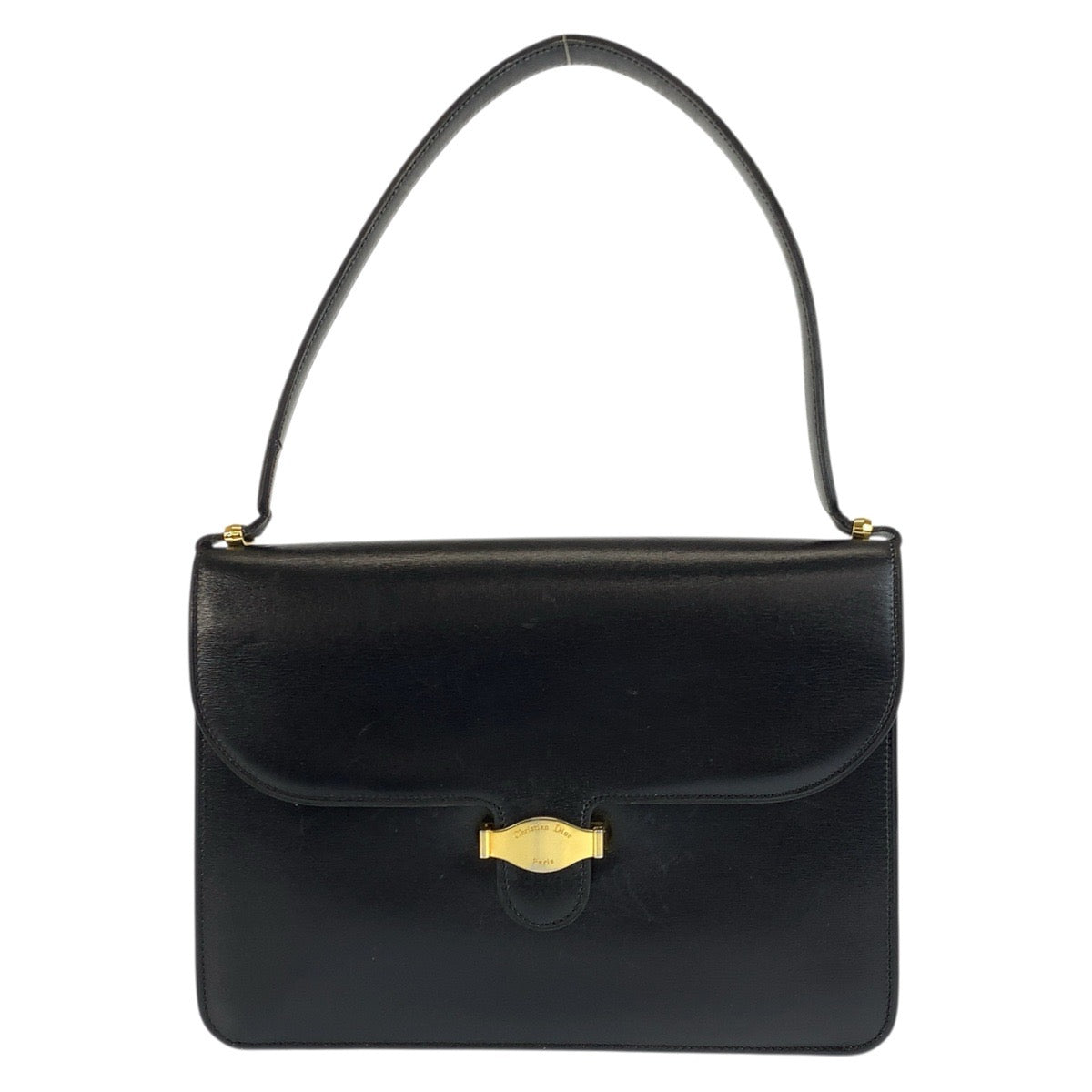 23562
Christian Dior クリスチャンディオール ヴィンテージ ブラック 黒 ゴールド金具 レザー ショルダーバッグ ハンドバッグ レディース ABP37