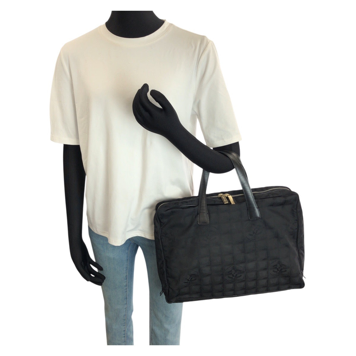 23563
CHANEL シャネル ニュートラベルライン ココマーク ブラック 黒 ゴールド金具 ナイロン / レザー トートバッグ ビジネスバッグ レディース ABP42