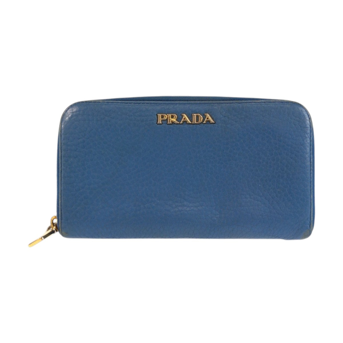 23564
PRADA プラダ ブルー ゴールド金具 レザー 長財布 ロングウォレット レディース AB14