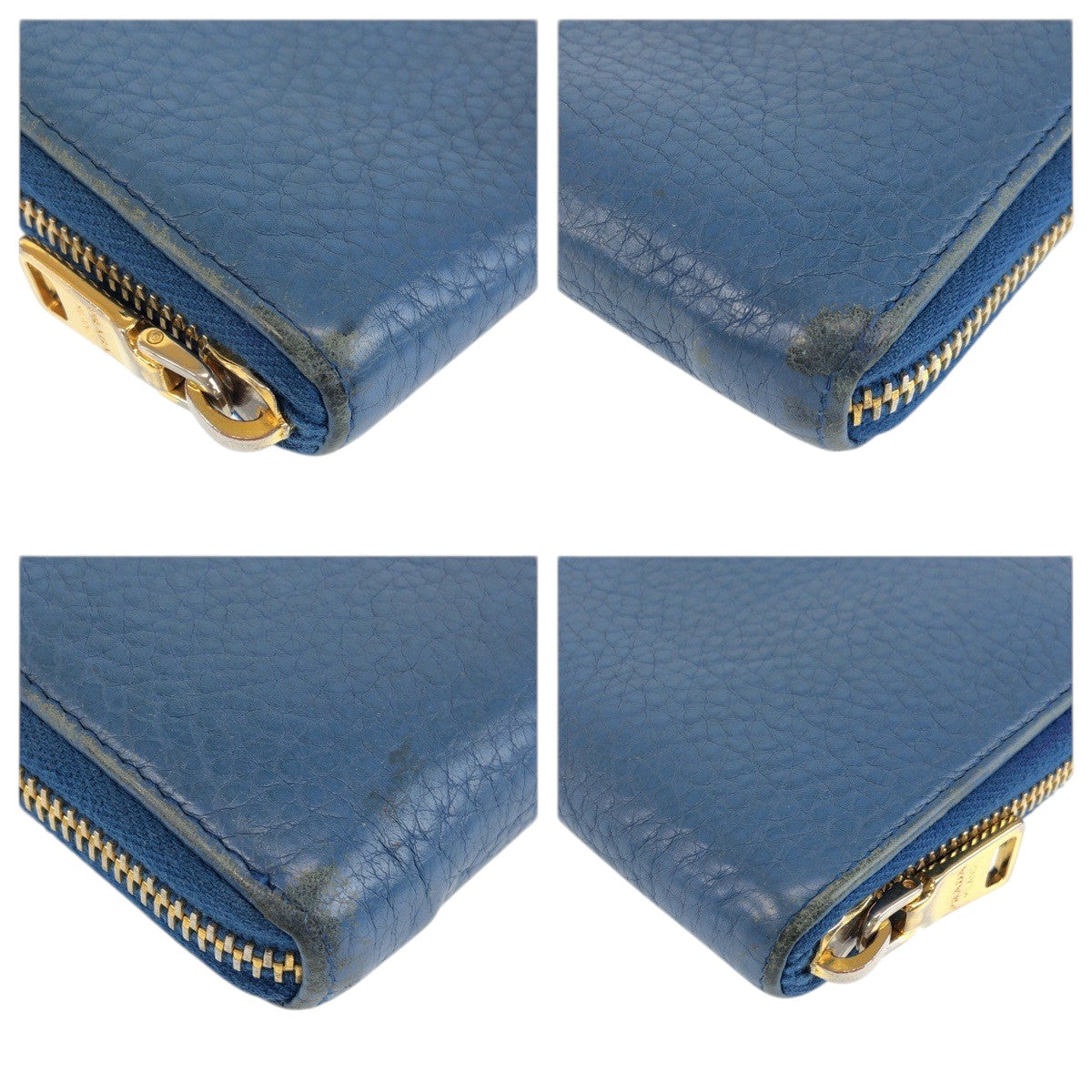 23564
PRADA プラダ ブルー ゴールド金具 レザー 長財布 ロングウォレット レディース AB14