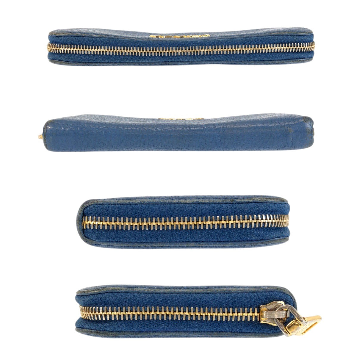 23564
PRADA プラダ ブルー ゴールド金具 レザー 長財布 ロングウォレット レディース AB14