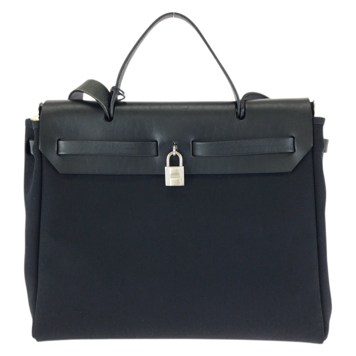 23570
HERMES エルメス エールバッグPM ２way ノワール ブラック シルバー金具 キャンバス / レザー ショルダーバッグ ハンドバッグ C刻印 レディース ABP130