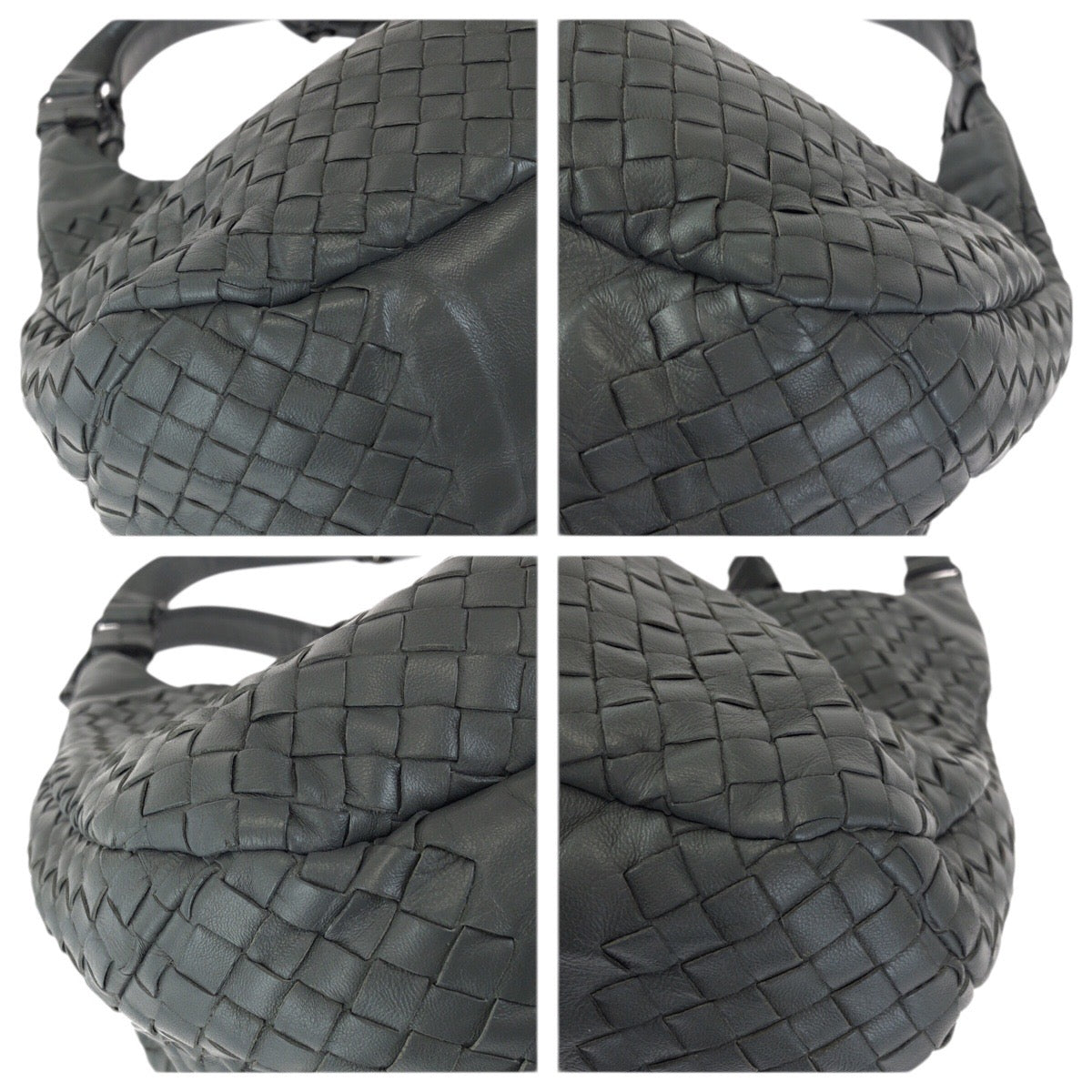 23571
BOTTEGAVENETA ボッテガヴェネタ イントレチャート カンパーナ グレー ガンメタ金具 レザー ホーボー ショルダーバッグ トートバッグ レディース ABP98