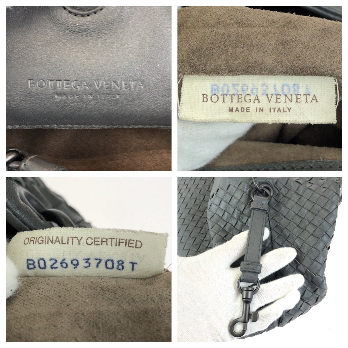 23571
BOTTEGAVENETA ボッテガヴェネタ イントレチャート カンパーナ グレー ガンメタ金具 レザー ホーボー ショルダーバッグ トートバッグ レディース ABP98