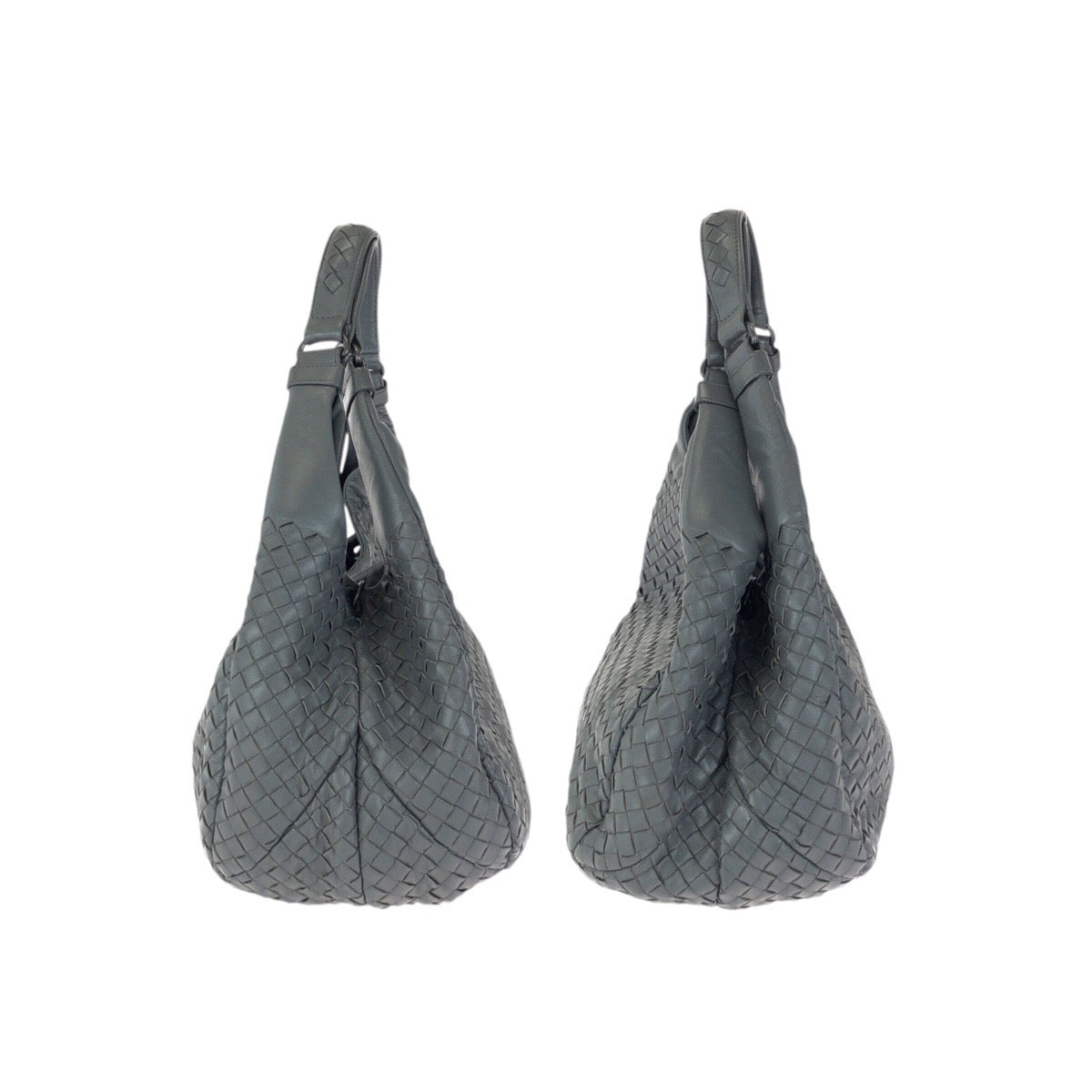 23571
BOTTEGAVENETA ボッテガヴェネタ イントレチャート カンパーナ グレー ガンメタ金具 レザー ホーボー ショルダーバッグ トートバッグ レディース ABP98