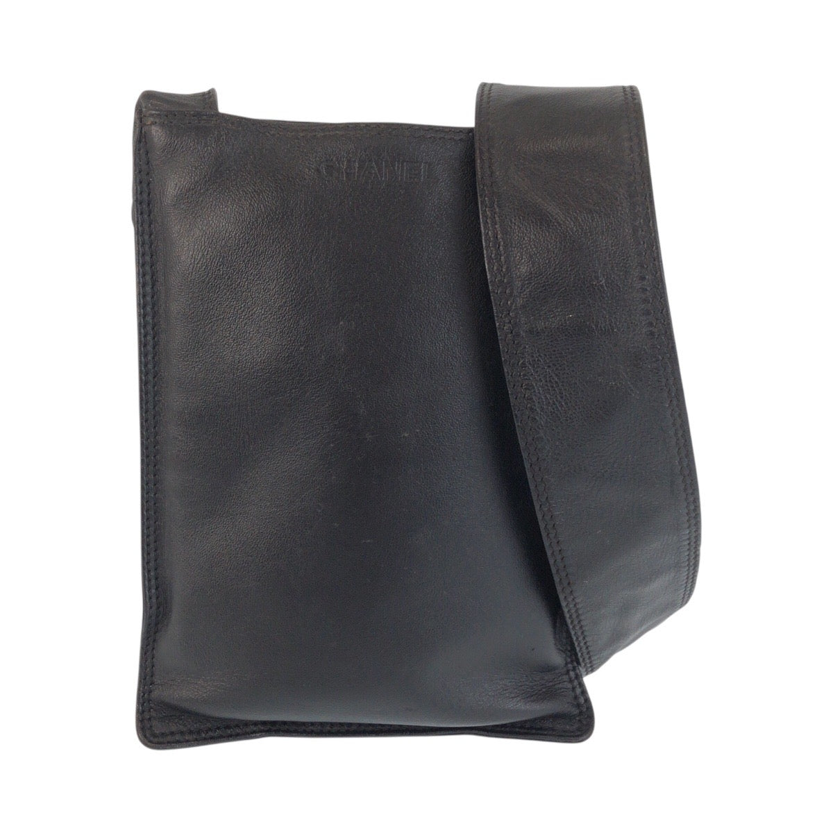 23573
CHANEL シャネル ヴィンテージ ブラック 黒 ゴールド金具 レザー ショルダーバッグ ポシェット レディース ABP70