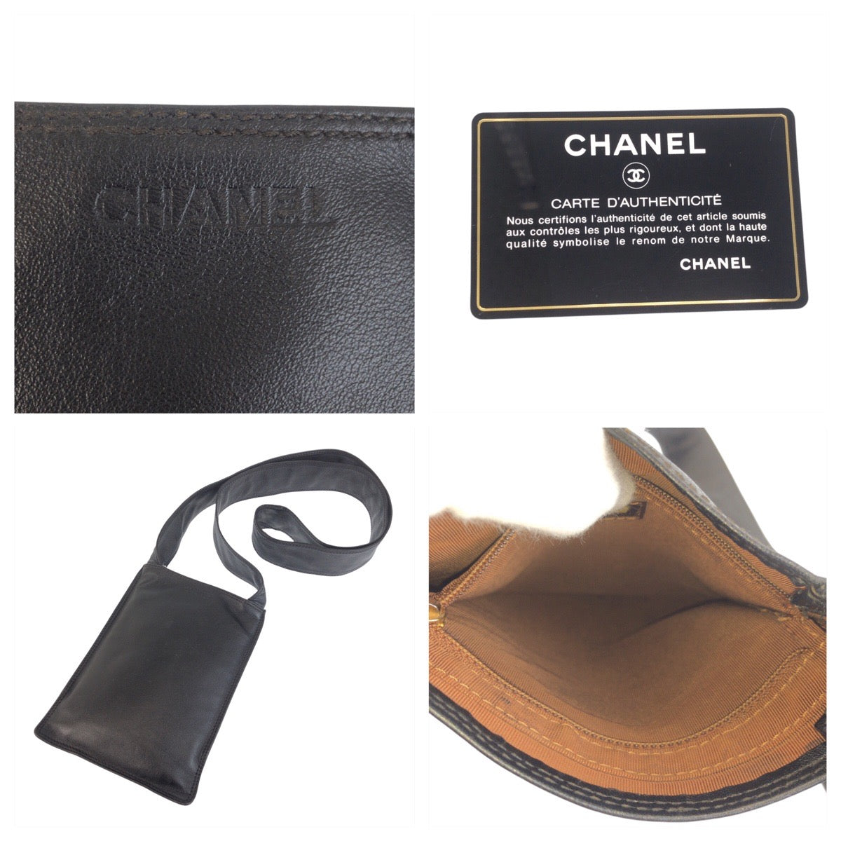 23573
CHANEL シャネル ヴィンテージ ブラック 黒 ゴールド金具 レザー ショルダーバッグ ポシェット レディース ABP70