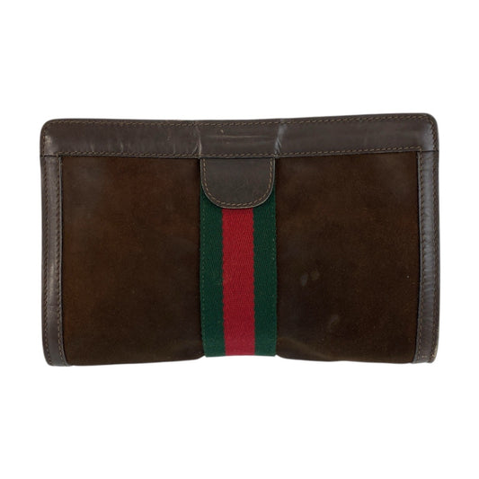 23577
GUCCI グッチ ヴィンテージ シェリーライン ブラウン スウェード クラッチバッグ セカンドバッグ メンズ AB21