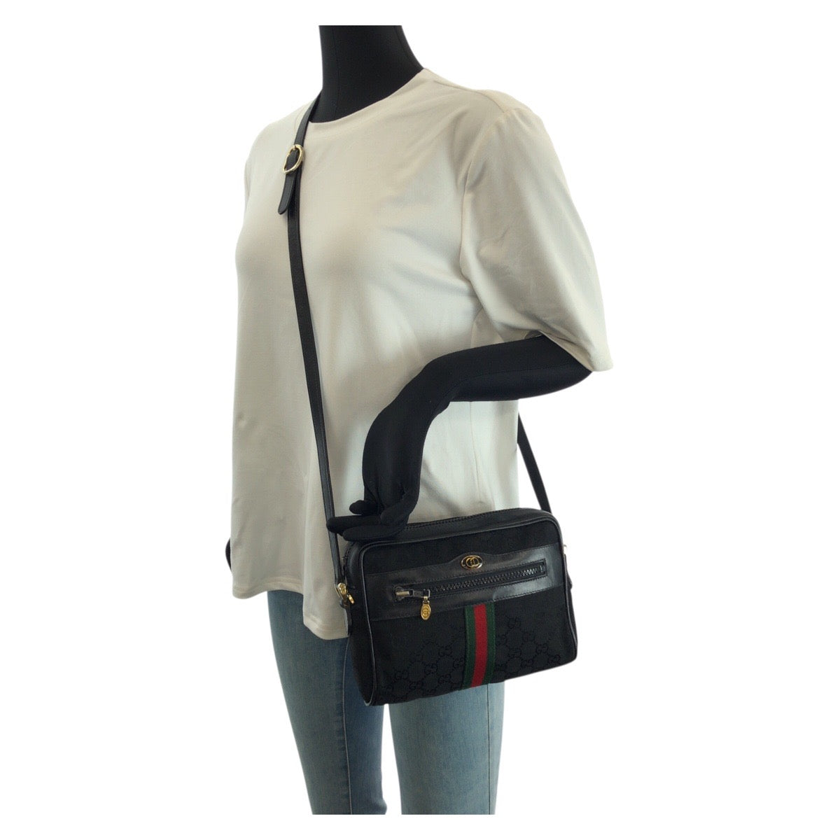 23579
GUCCI グッチ オールドグッチ シェリーライン ブラック マルチカラー ゴールド金具 GGキャンバス / レザー 42 01 3654 ショルダーバッグ ポシェット レディース AB42