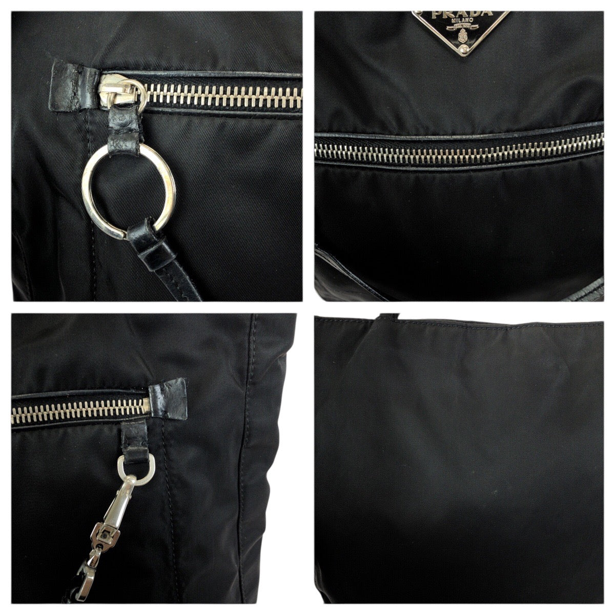 23580
PRADA プラダ テスート 三角ロゴプレート ブラック 黒 シルバー金具 ナイロン ショルダーバッグ トートバッグ レディース ABP42