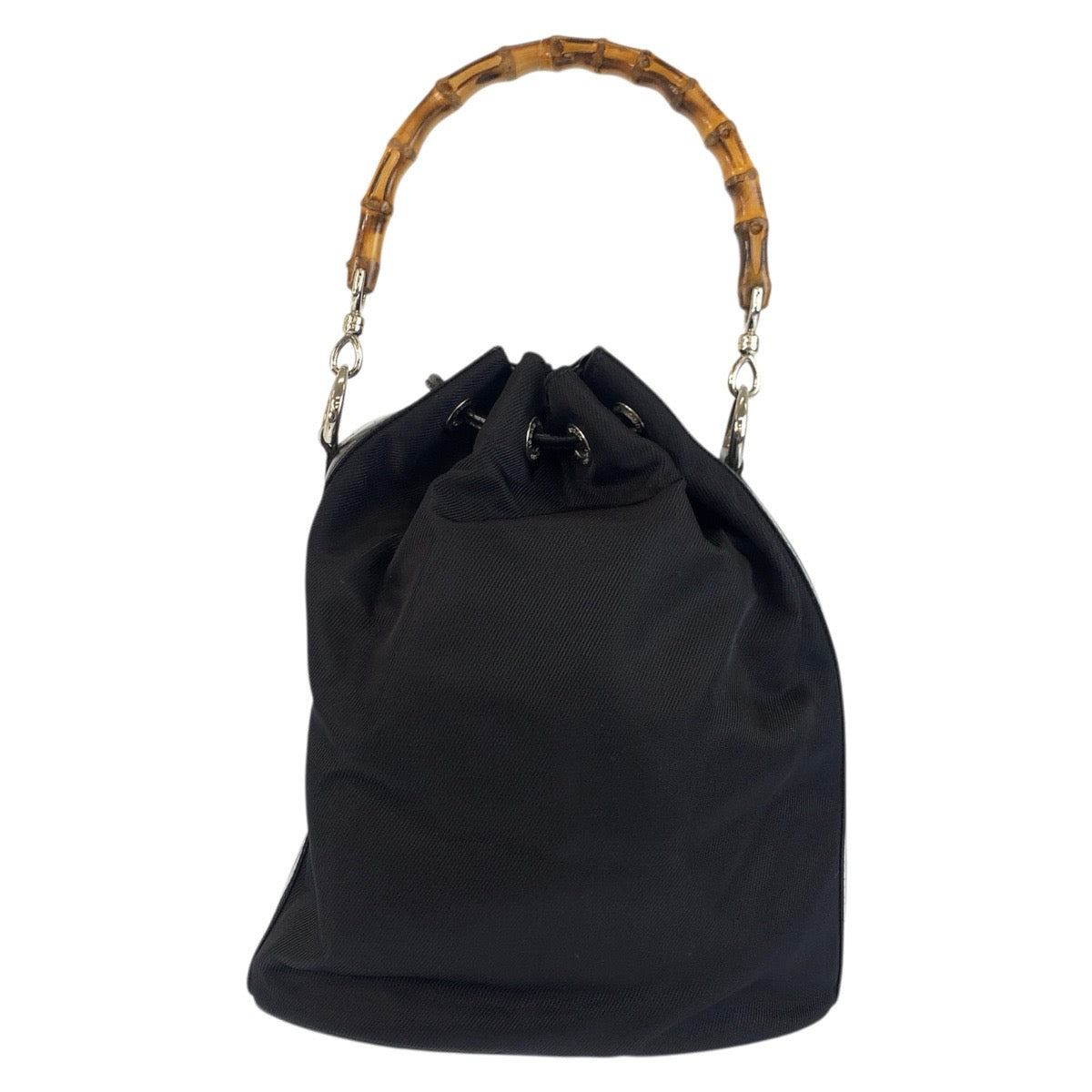 23581
GUCCI グッチ バンブー ブラック 黒 シルバー金具 ナイロン / レザー 001 2404 1657 0 ハンドバッグ ショルダーバッグ 2way レディース ABP30