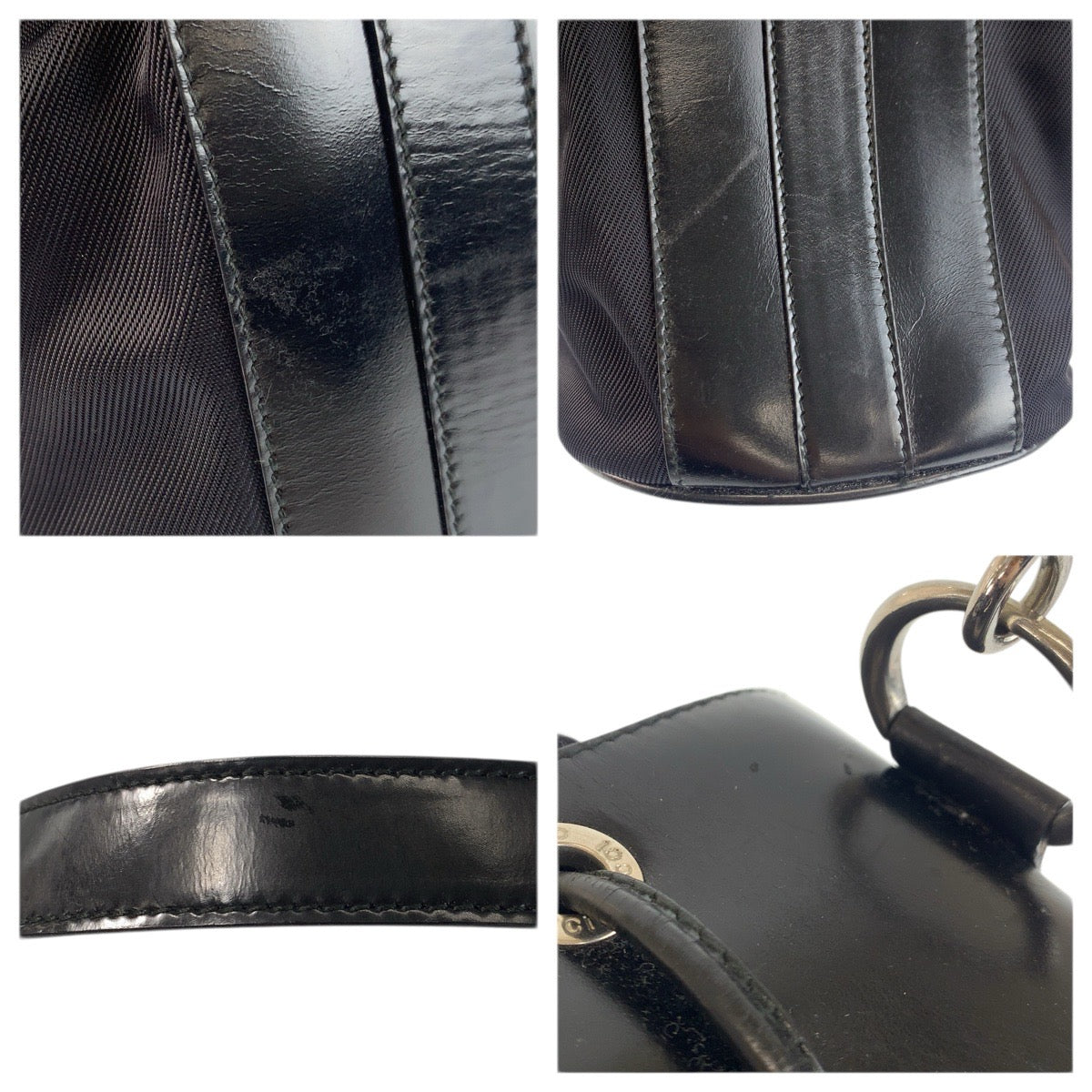 23581
GUCCI グッチ バンブー ブラック 黒 シルバー金具 ナイロン / レザー 001 2404 1657 0 ハンドバッグ ショルダーバッグ 2way レディース ABP30