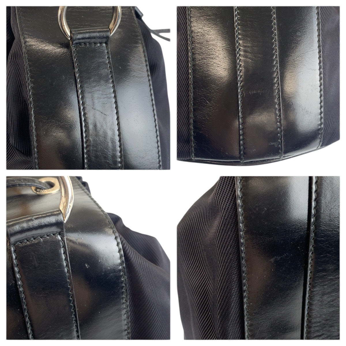 23581
GUCCI グッチ バンブー ブラック 黒 シルバー金具 ナイロン / レザー 001 2404 1657 0 ハンドバッグ ショルダーバッグ 2way レディース ABP30