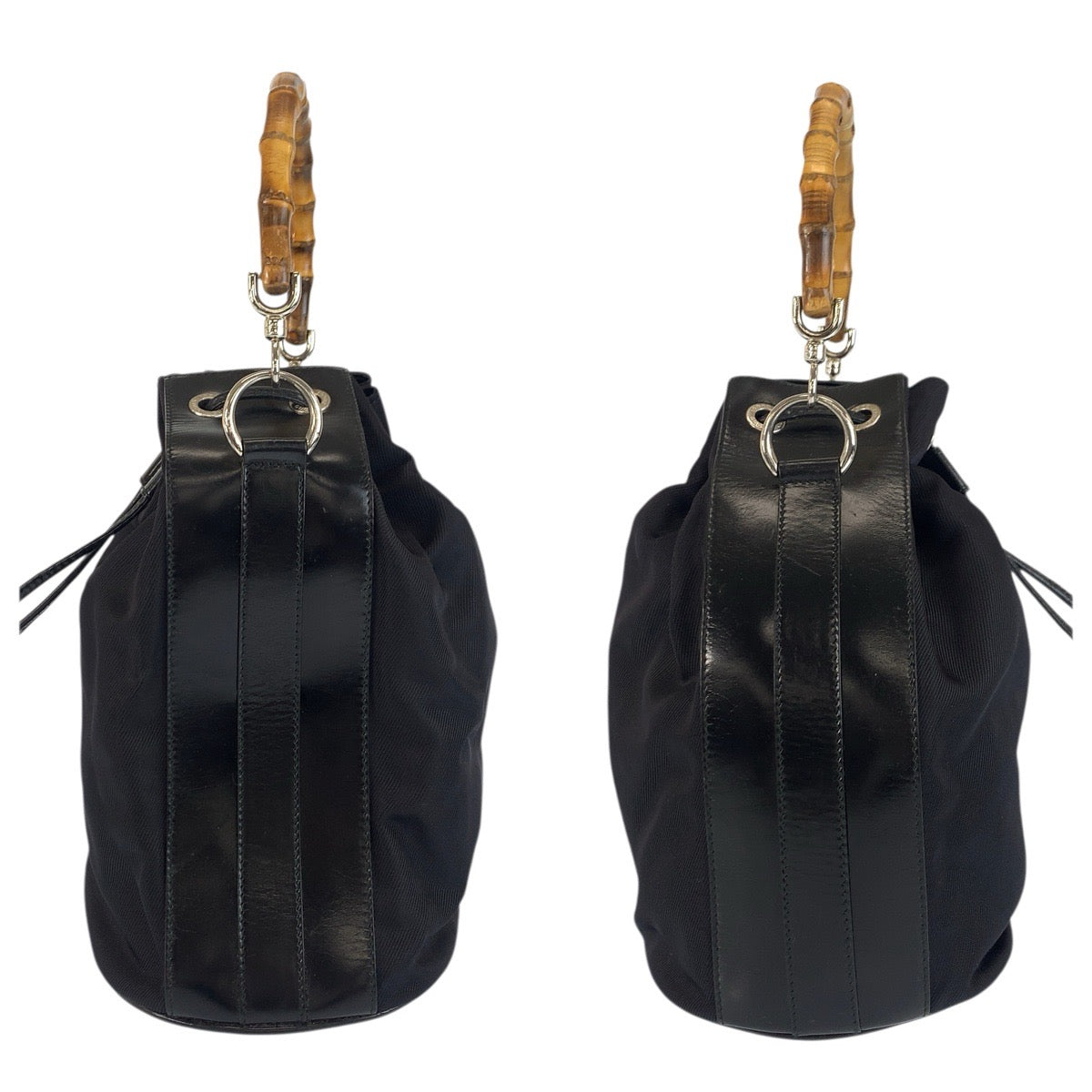 23581
GUCCI グッチ バンブー ブラック 黒 シルバー金具 ナイロン / レザー 001 2404 1657 0 ハンドバッグ ショルダーバッグ 2way レディース ABP30