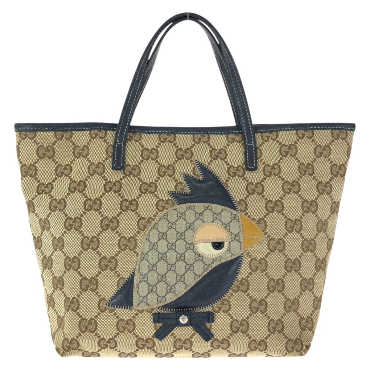 23583
GUCCI グッチ チルドレンズ ZOO オウム ベージュ ネイビー シルバー金具 GGキャンバス / レザー 271101 トートバッグ ハンドバッグ レディース AB21