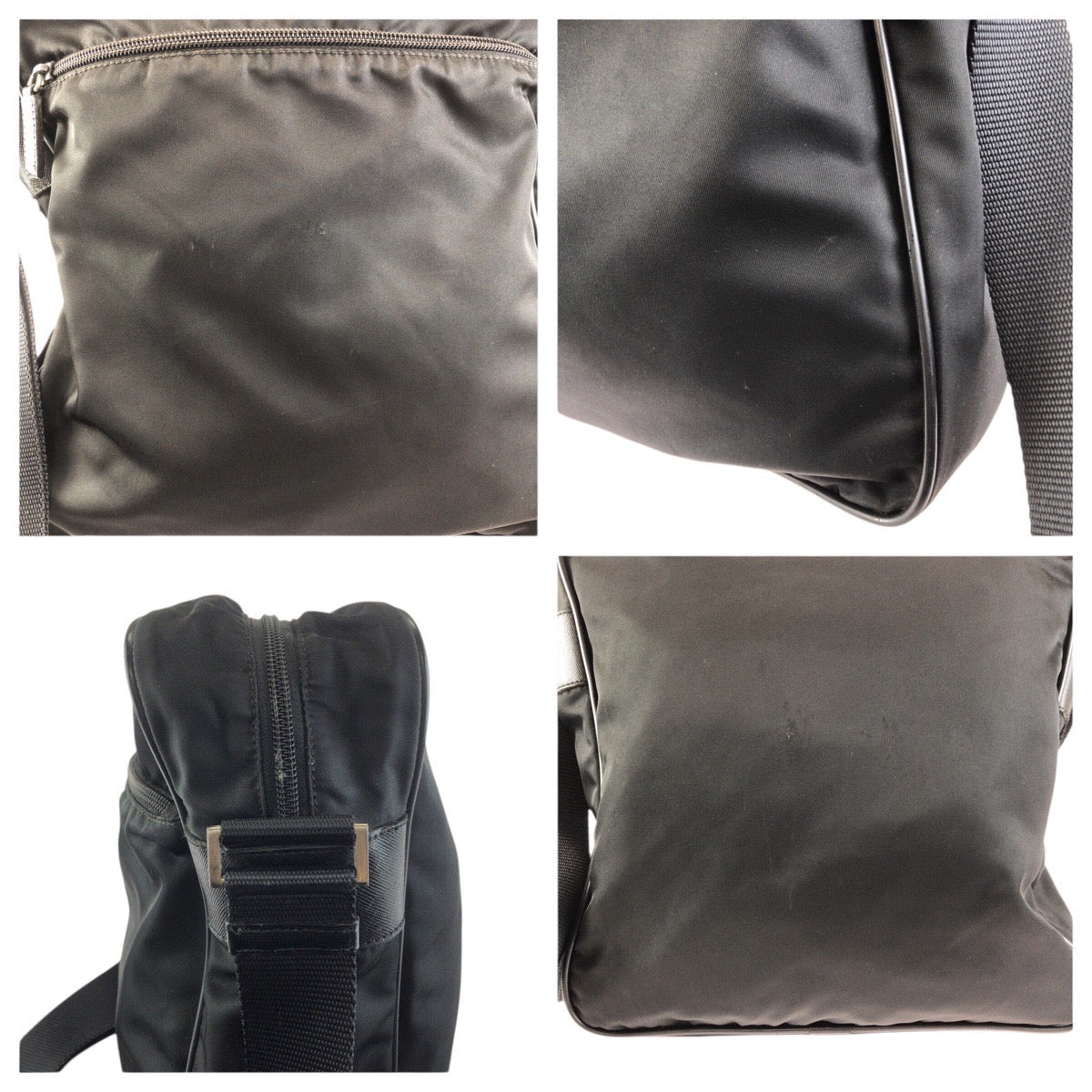 23584
PRADA プラダ テスート 三角ロゴプレート ブラック 黒 シルバー金具 ナイロン ショルダーバッグ メッセンジャーバッグ レディース ABP30