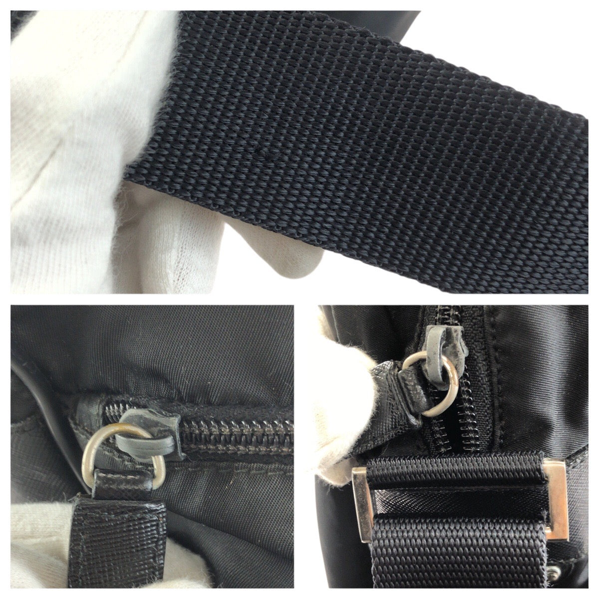 23584
PRADA プラダ テスート 三角ロゴプレート ブラック 黒 シルバー金具 ナイロン ショルダーバッグ メッセンジャーバッグ レディース ABP30
