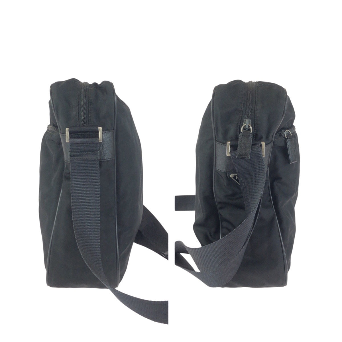 23584
PRADA プラダ テスート 三角ロゴプレート ブラック 黒 シルバー金具 ナイロン ショルダーバッグ メッセンジャーバッグ レディース ABP30
