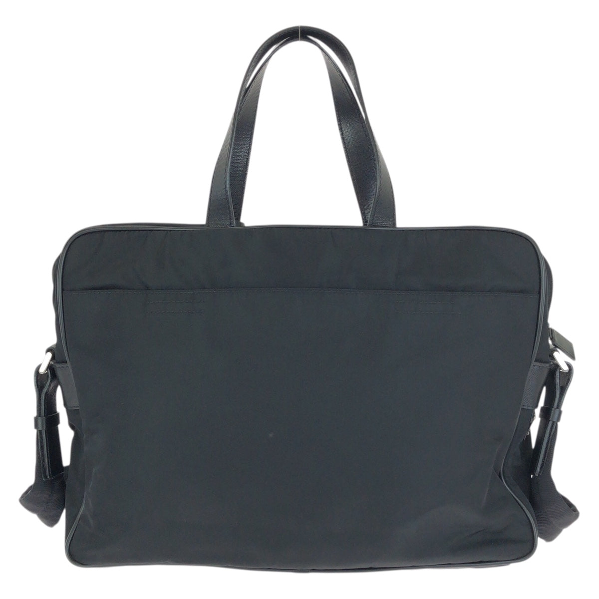 23587
PRADA プラダ テスート サフィアーノ 三角ロゴプレート 2way ブラック 黒 シルバー金具 ナイロン / レザー ビジネスバッグ ブリーフケース ショルダーバッグ メンズ ABP49