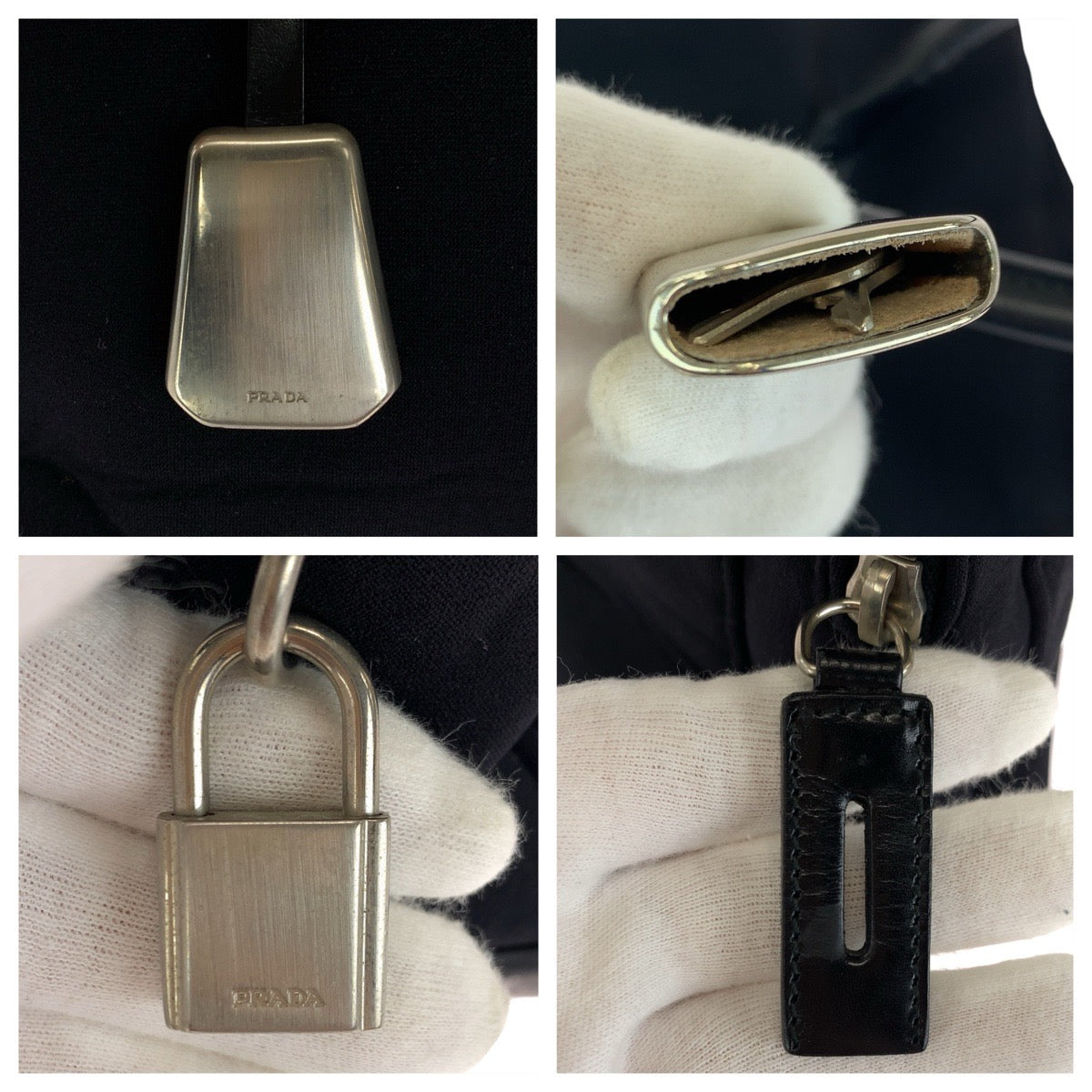 23588
PRADA プラダ ブラック 黒 シルバー金具 ウレタン / レザー トートバッグ ショルダーバッグ レディース AB28