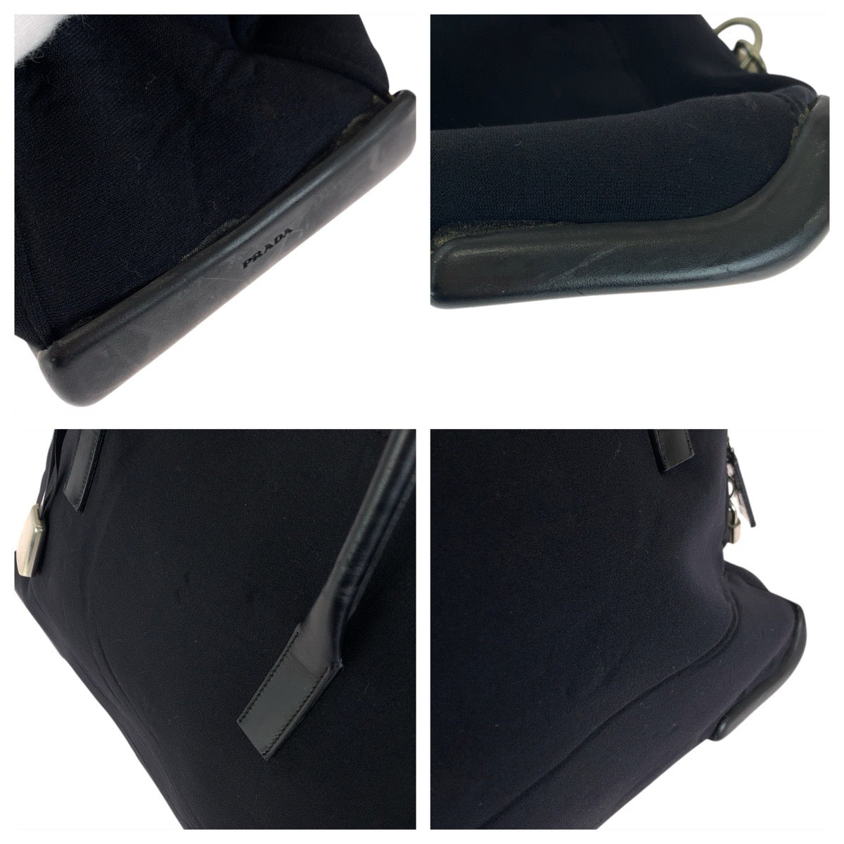 23588
PRADA プラダ ブラック 黒 シルバー金具 ウレタン / レザー トートバッグ ショルダーバッグ レディース AB28