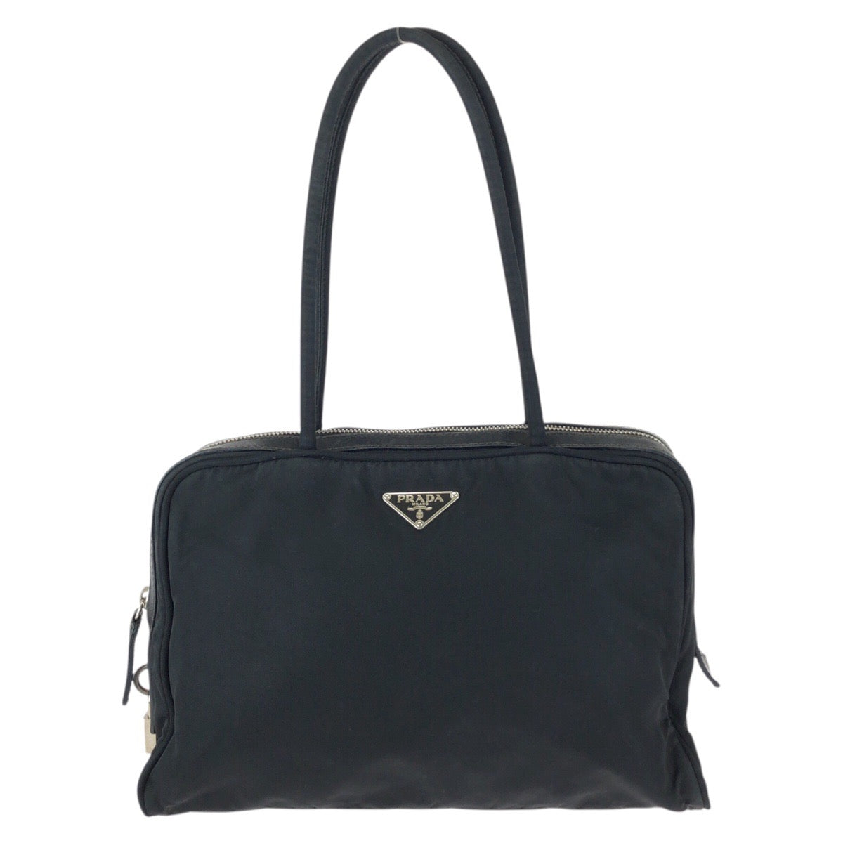 23589
PRADA プラダ テスート 三角ロゴプレート ブラック 黒 シルバー金具 ナイロン / レザー ショルダーバッグ トートバッグ レディース ABP35