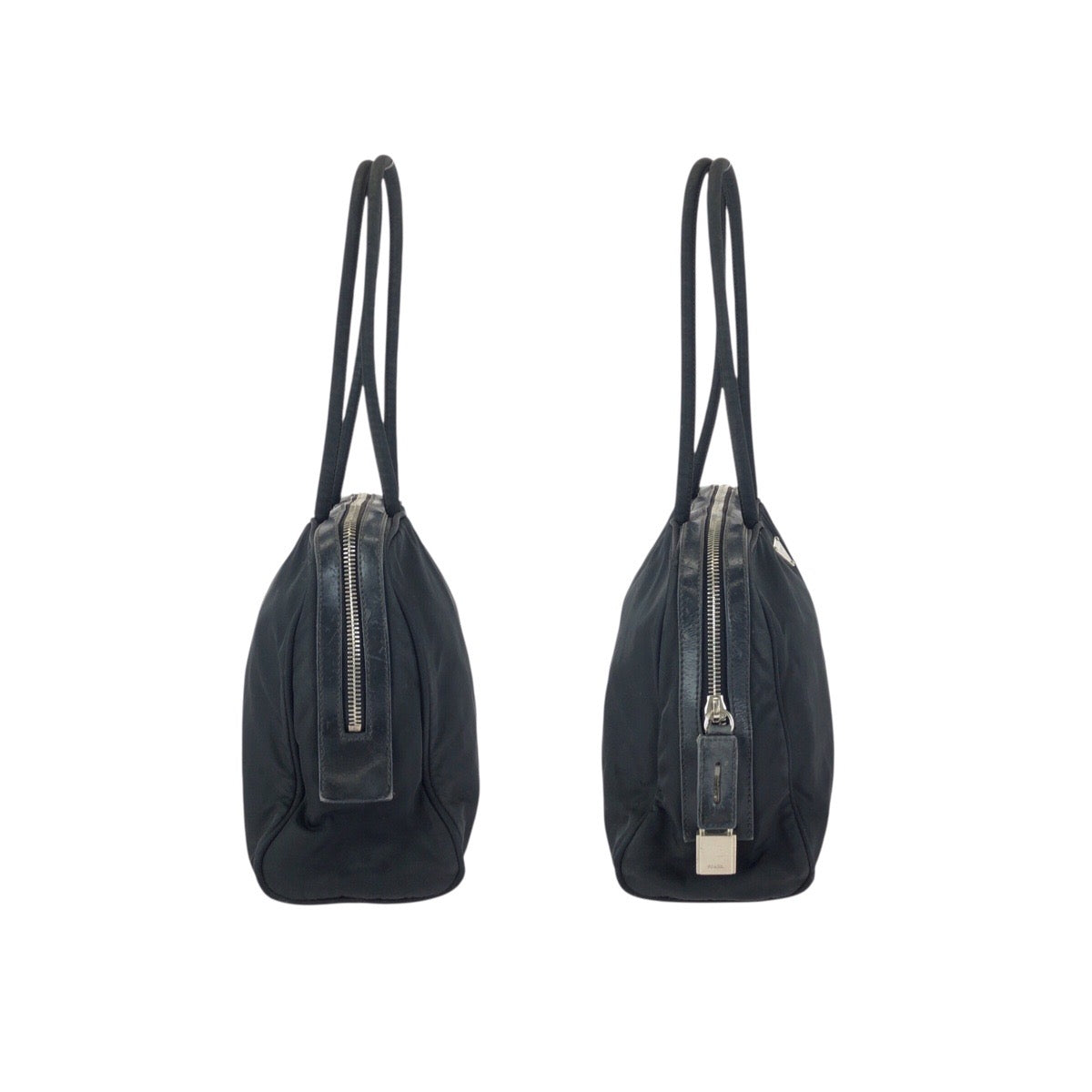 23589
PRADA プラダ テスート 三角ロゴプレート ブラック 黒 シルバー金具 ナイロン / レザー ショルダーバッグ トートバッグ レディース ABP35