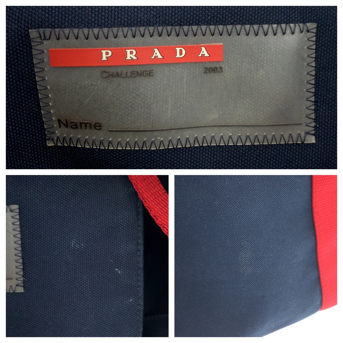 23590
PRADA SPORTS プラダスポーツ カナパ ネイビー レッド キャンバス 4VA134 トートバッグ ハンドバッグ レディース ABP42