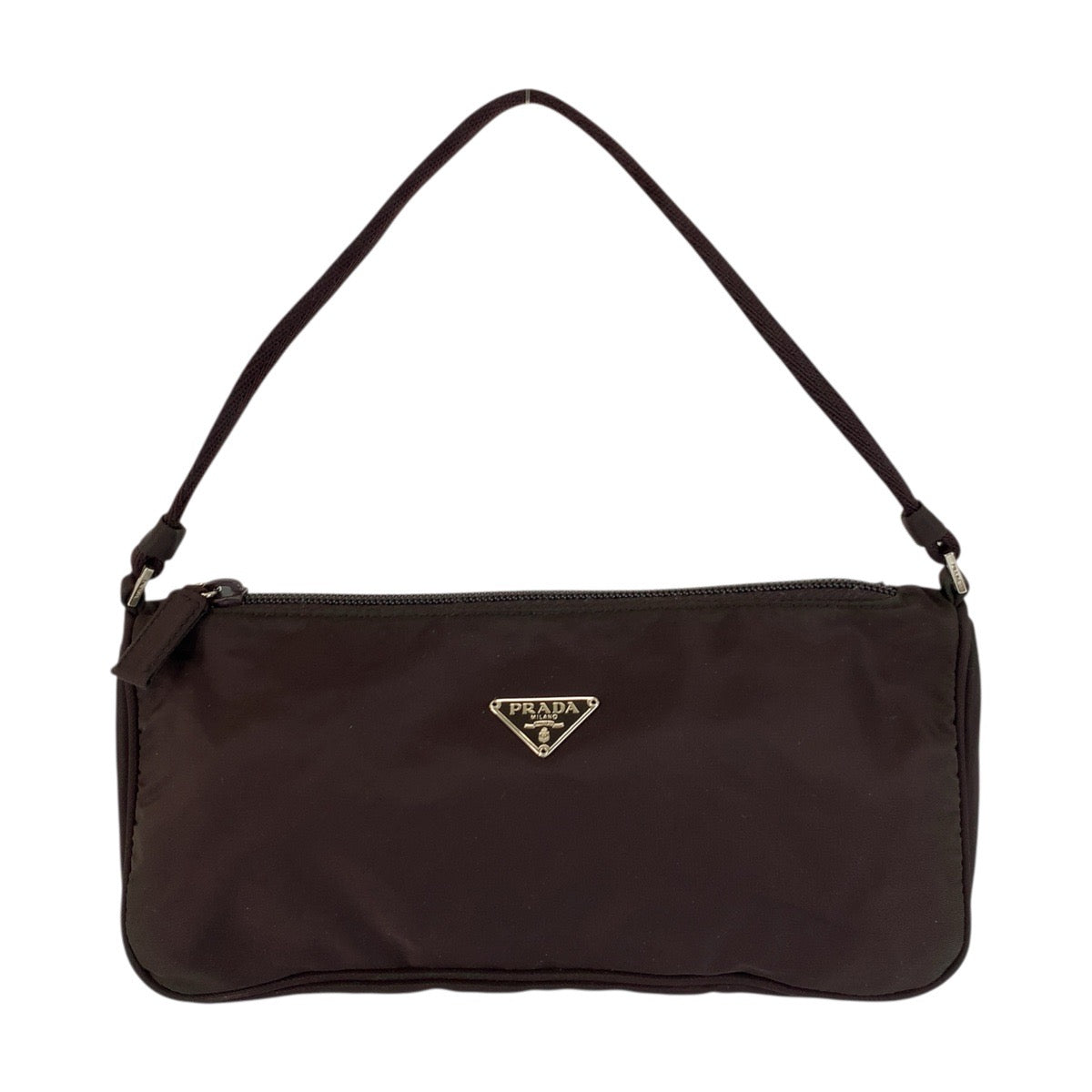 23591
PRADA プラダ テスート 三角ロゴプレート ブラウン シルバー金具 ナイロン ハンドバッグ アクセサリーポーチ レディース ABP35