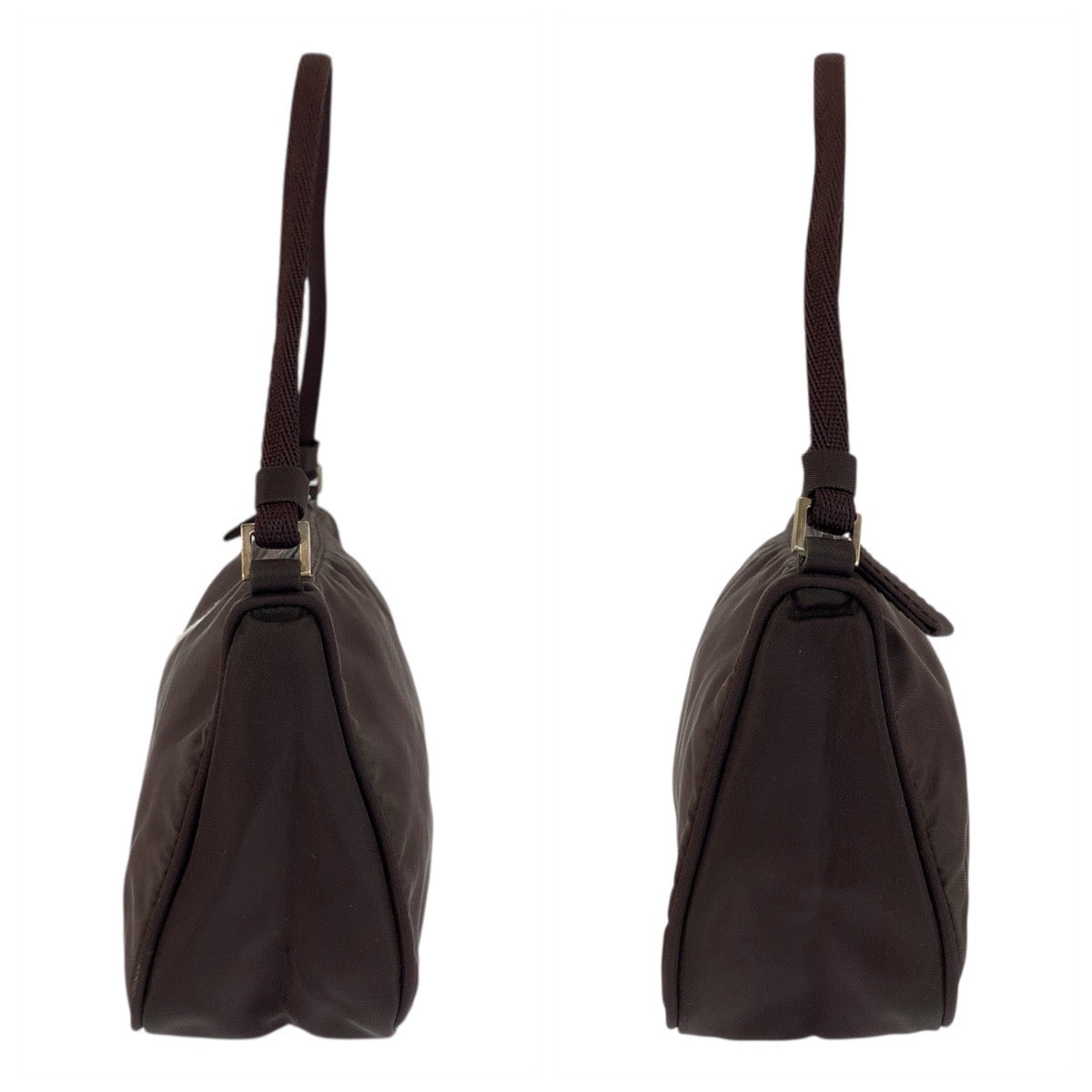 23591
PRADA プラダ テスート 三角ロゴプレート ブラウン シルバー金具 ナイロン ハンドバッグ アクセサリーポーチ レディース ABP35