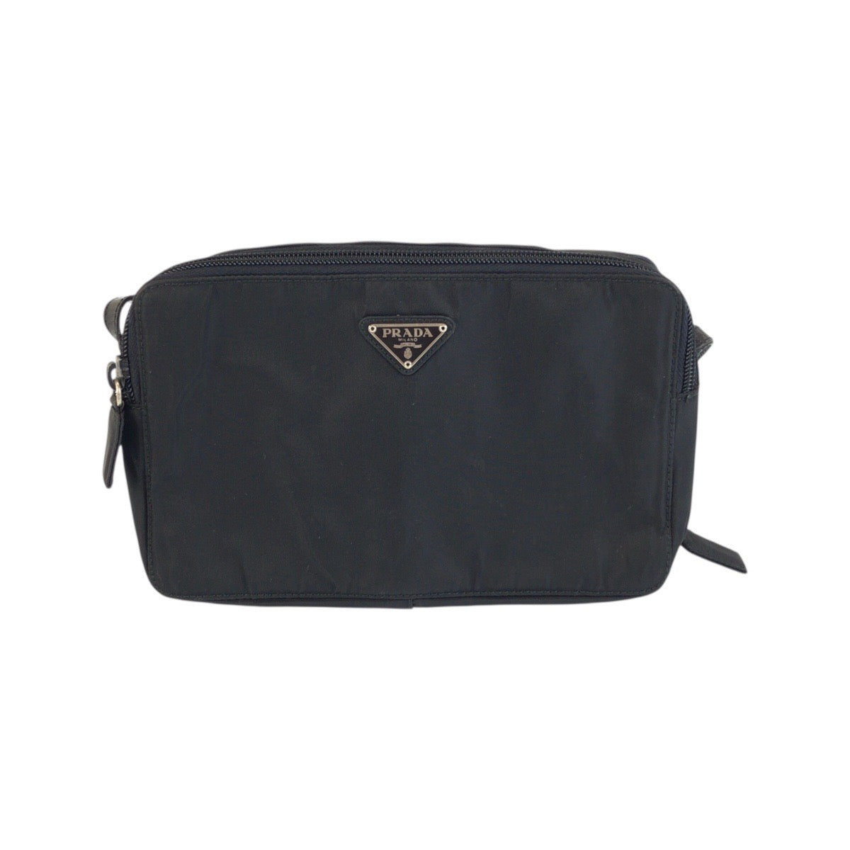 23592
PRADA プラダ テスート 三角ロゴプレート ブラック 黒 シルバー金具 ナイロン ショルダーバッグ ポシェット レディース ABP35